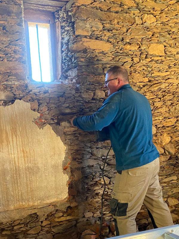 Gary removing wine vat concrete at Casa Grande