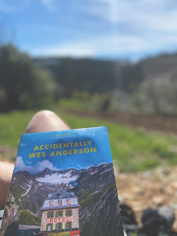 Reading a Wes Anderson book on the terrace at Gasa Grande Reading a Wes Anderson book on the terrace at Gasa Grande